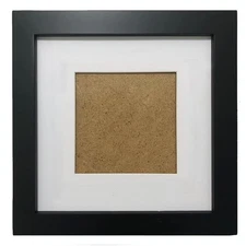 7x7 Picture Frame w/ 4x4 Opening Mat Black Square Photo Solid Wood Table/Wall
