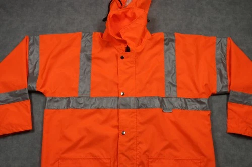 OccuNomix Coat Mens XL Orange Hi Vis Reflective Waterproof Rain Class 3 LUX-TJFS image 2