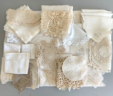 31 Vintage White/Beige Runners Doilies Misc. Good, Stains, Holes - Crafting 