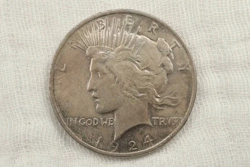 NobleSpirit Desirable 1924 Silver Peace Dollar AU / BU Dark Color