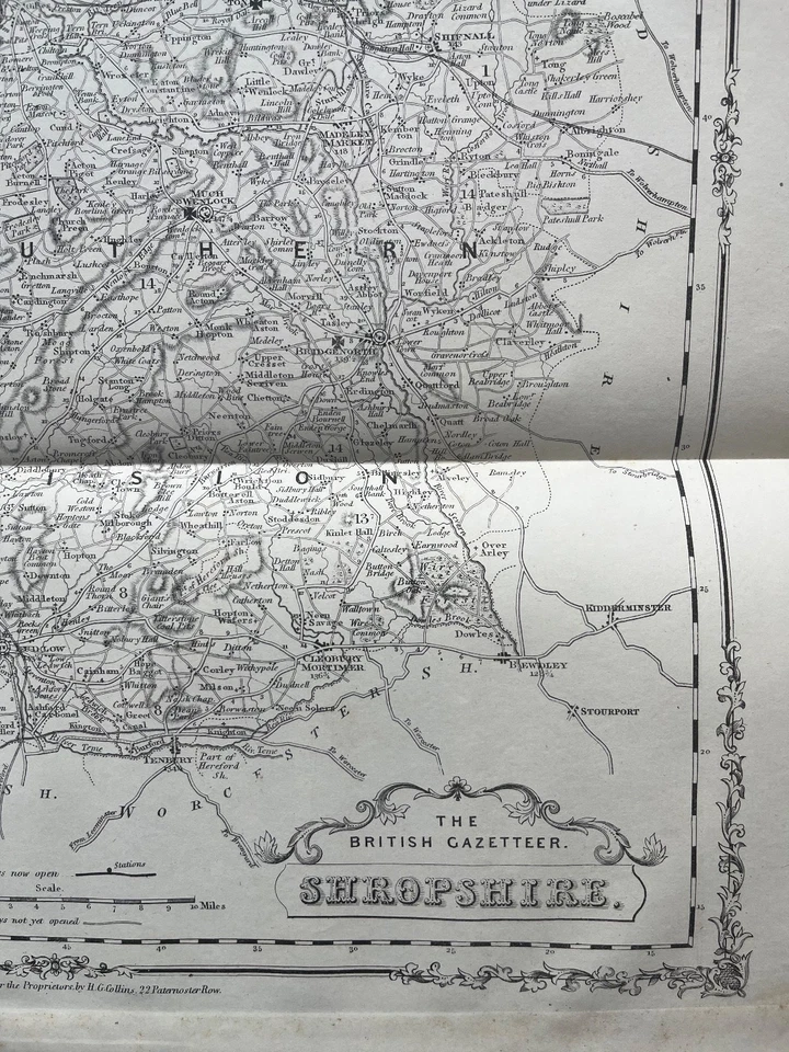 Antique map of Shropshire 1852 antique engraving British Gazetteer rare - Image 4 of 4