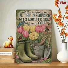 2D Flat, 2D Flat 1pc Tin Painting, Garden Elements Theme with Floral Designs, Sp
