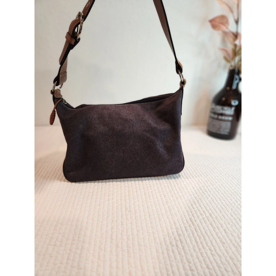 Ann Taylor Canvas & Leather Shoulder Bag Brown Paisley Lined Handbag Boho Chic - Image 3 of 4