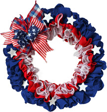 Patriotic Wreaths, 20 Inch Memorial Day Wreath, 4Th of July American Flag Wreath