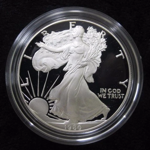 1986-S American Silver Eagle * Proof * With Velvet Box and COA