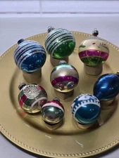 🌲Lot of 8 Vintage Shiny Brite & Assorted Made in USA  Christmas Ornaments 
