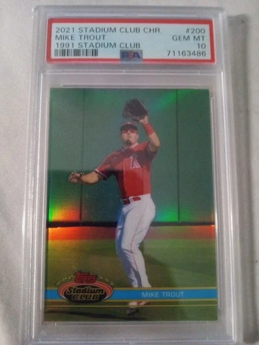 2021 Topps Stadium Club Chrome - 1991 Stadium Club  Variation Mike Trout PSA10