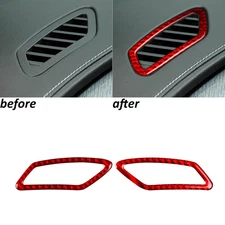 Red Carbon Fiber Dashboard Side Air Vent Outlet Trim For BUICK LACROSSE 2010-13