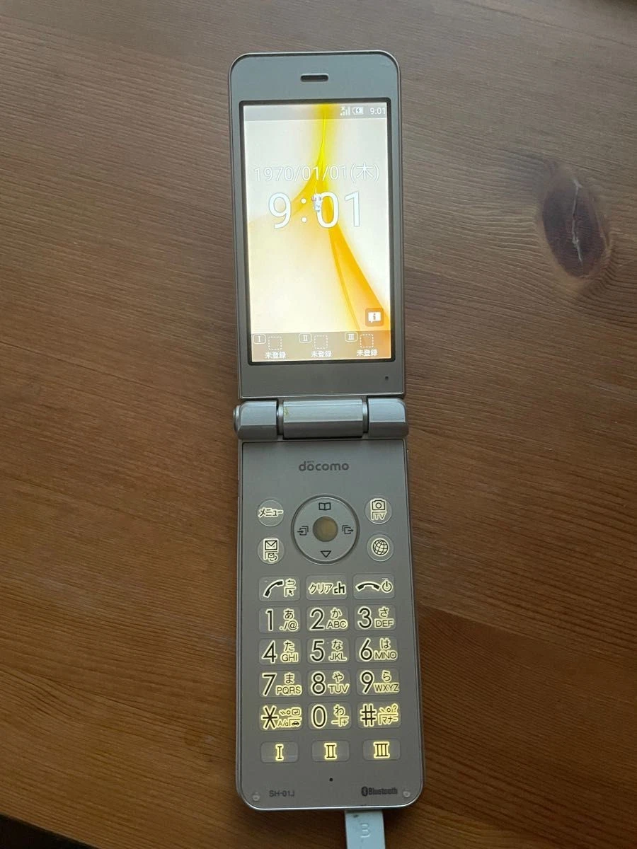 SHARP Aquos Keitai SH-01J Gold Docomo SIM Free Unlocked Flip Phone