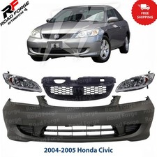 Front Bumper Cover Paintable Grille Assembly Kit For 2004-2005 Honda Civic Front Bumper Cover Paintable Grille Assembly Kit For 2004-2005 Honda Civic