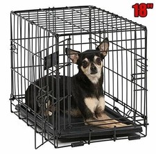 XXS Small Dog Crate Kennel Folding Metal Tray Pan Pet Wire Puppy Cage Breed Size