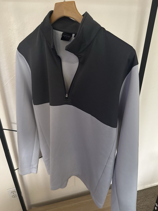 Dunning Golf Men's Colorblock 1/4 Zip Mock Neck Pullover Jacket L Gray/Black