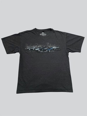 Vintage Y2K American Muscle Cars Graphic T Shirt Gray Size Mens XL Newport Blue