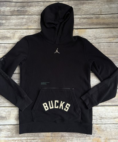 Jordan Milwaukee Bucks Hoodie Youth XL 18/20 Black Sweatshirt NBA Basketball - Picture 1 of 9