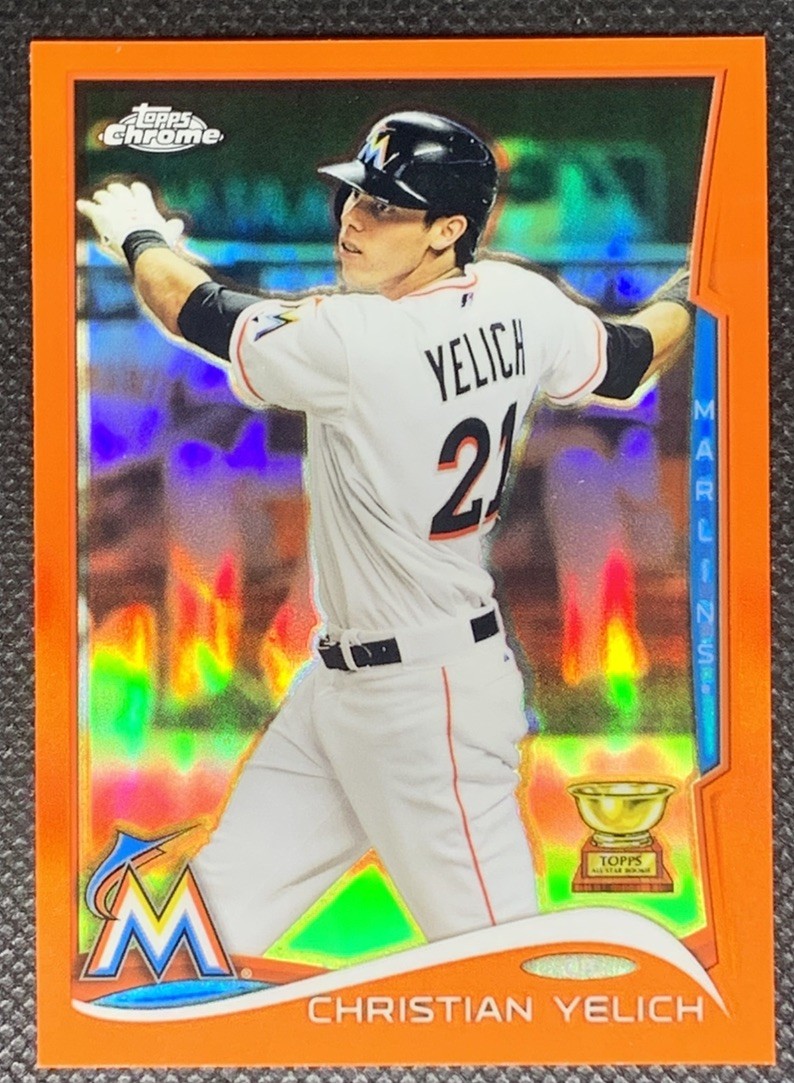 CHRISTIAN YELICH 2014 TOPPS CHROME 215 ORANGE REFRACTOR 🔥 ROOKIE CUP PARALLEL 