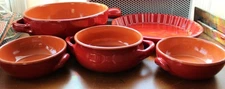 De Silva Italian Terracotta Ovenware Set 5-Piece Red Ceramic Bowls Pots Pan
