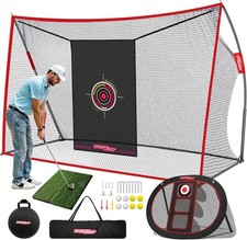 10x7ft HD Golf Practice Net Mat Target Cloth 8 Tees 6 Balls Golf Training Net