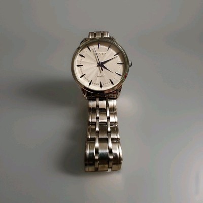 Men's Longbo Quartz Silver Tone Watch with Blue Markers