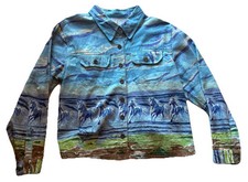 Vintage Western Horses Long Sleeve Button Up Shirt Size Large