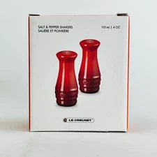 Le Creuset Salt & Pepper Shaker Set Red | 110ml Ceramic | (Brand New Sealed)