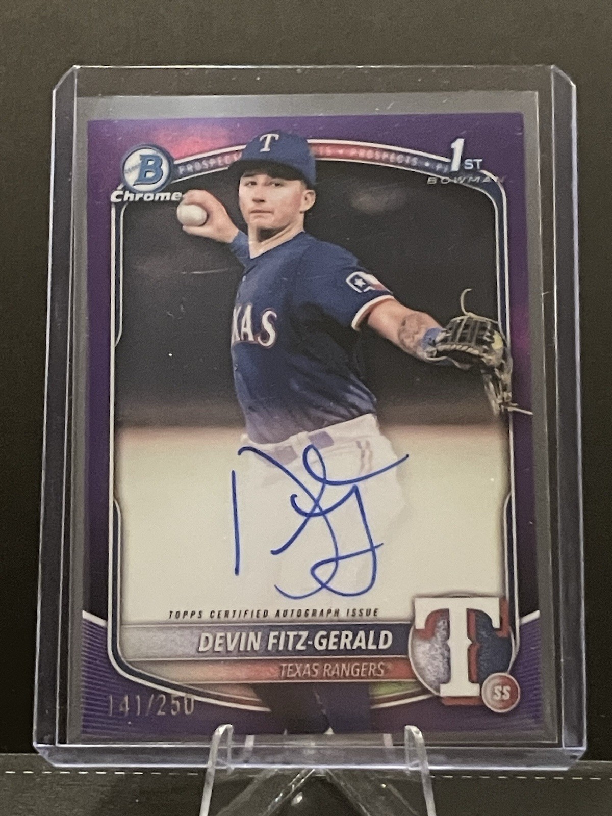 2025 Bowman Chrome Prospect Auto, Devin Fitz-Gerald #CPA-DF Purple /250 (AU, RC)