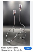 Black & Blum Loop Candle Holder Brushed Silver Metal