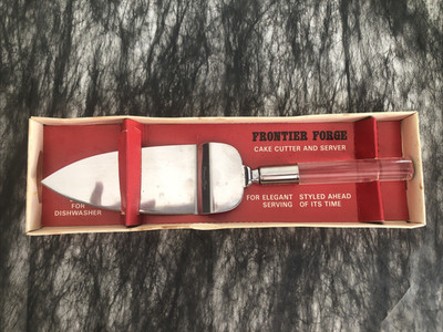 Vintage Cake cutter server Lucite Stainless Steel Forge Frontier wedding Easter