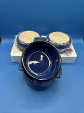 Cyrk Dishwasher/Microwave Oven Used Blue Dishes Lot of 4