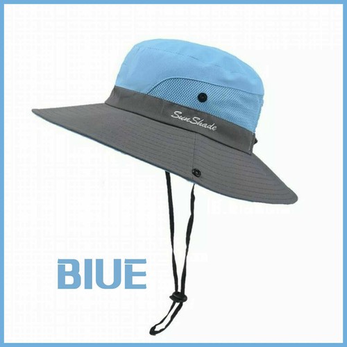 Wide Brim Sun Hat Women UV Protection Ponytail Summer Beach Visor Floppy Cap AU - Picture 12 of 17
