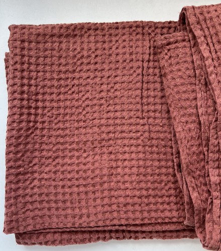 Linen Q Terracotta Waffle Linen Throw Breathable 53”x 81”Airy Linen Fabric - Picture 4 of 5