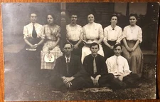 RPPC Postcard Postmarked 1911 Six Ladies And Three Gentlemen, Posing Together