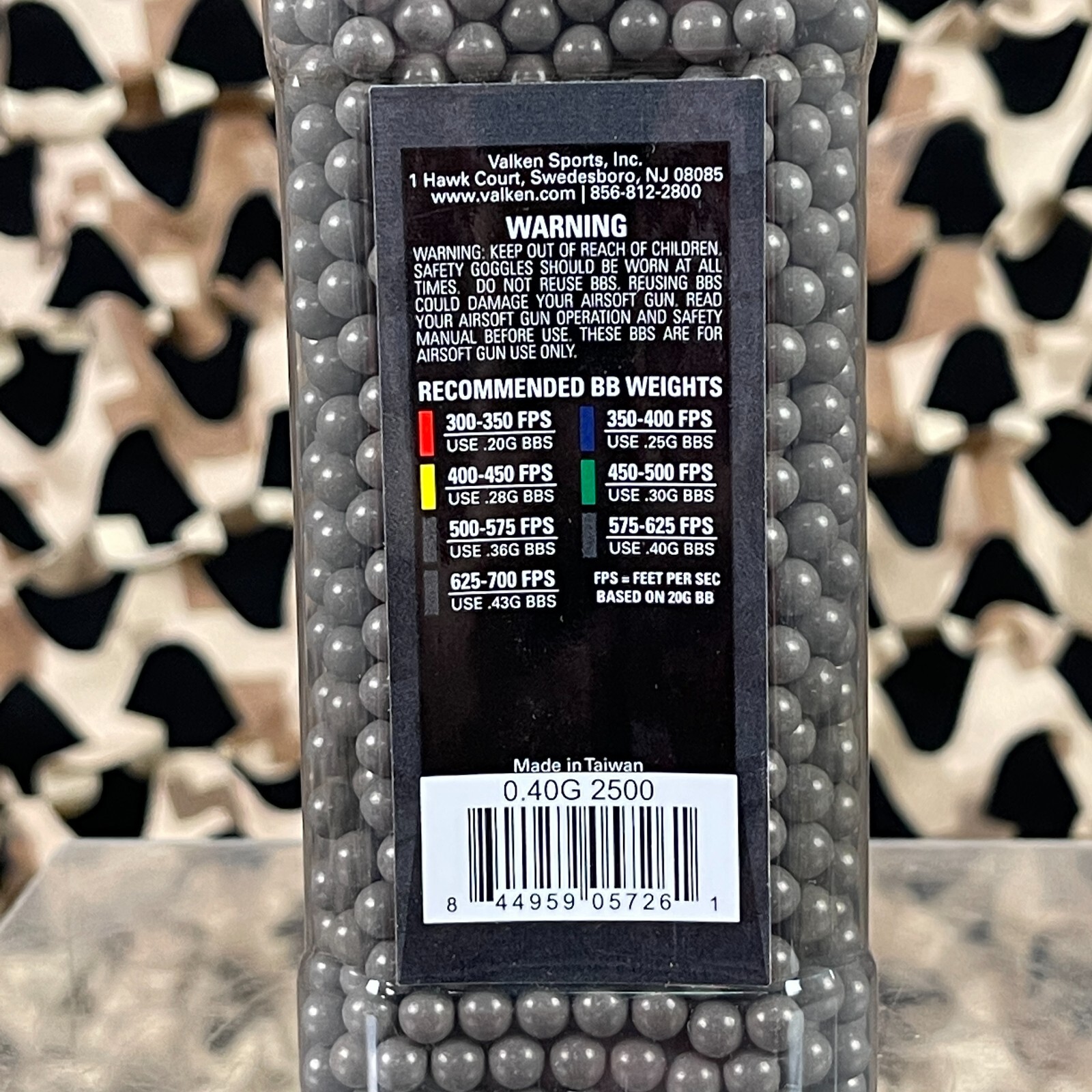 NEW Valken Tactical .40g Airsoft BB's - 2500 - Grey