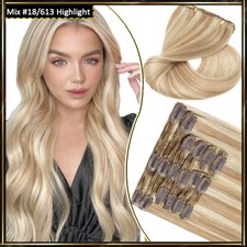 THICK Clip In Double Weft Real Hair Extensions Remy Human Hair Full Head 300G UK