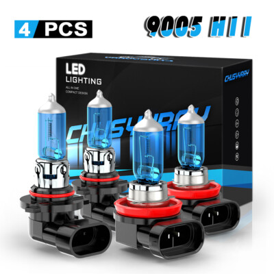 Halogen Headlight Bulbs Combo Kit 9005 + H11 High Low Beam 5K White Super Bright
