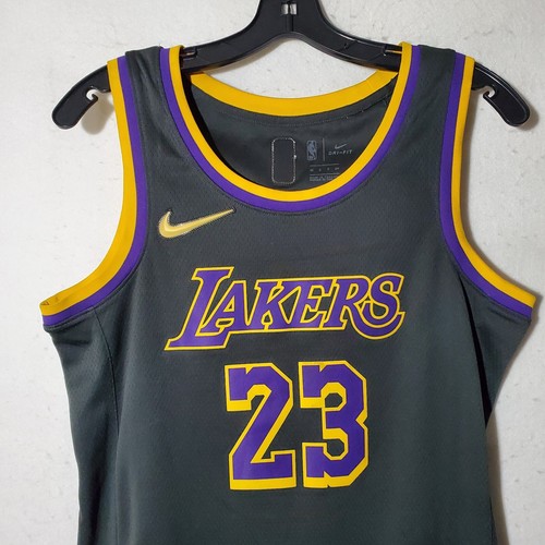 Nike Lakers LeBron James City Edition Swingman Authentic Jersey Men Small Grey - Picture 3 of 15