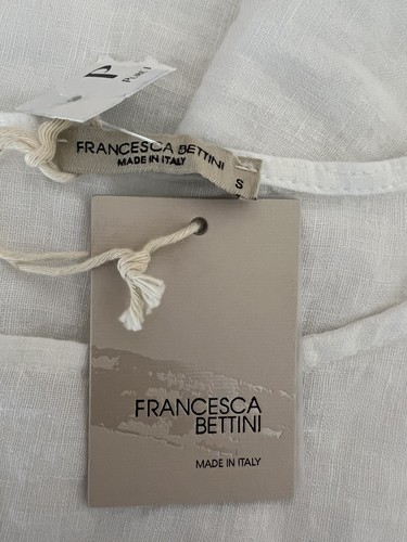 Francesca Bettini Sz Small Beachy White Linen Pullover Shirt Short Sleeves NWT - Picture 5 of 7