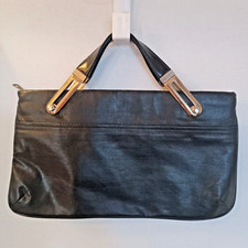 Vintage Black Faux Leather Bag with Excel Zipper Opening