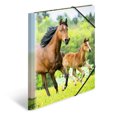 HERMA Elastic Folder Animals with Horses Motif, A4, Sturdy Plastic, with Inner P