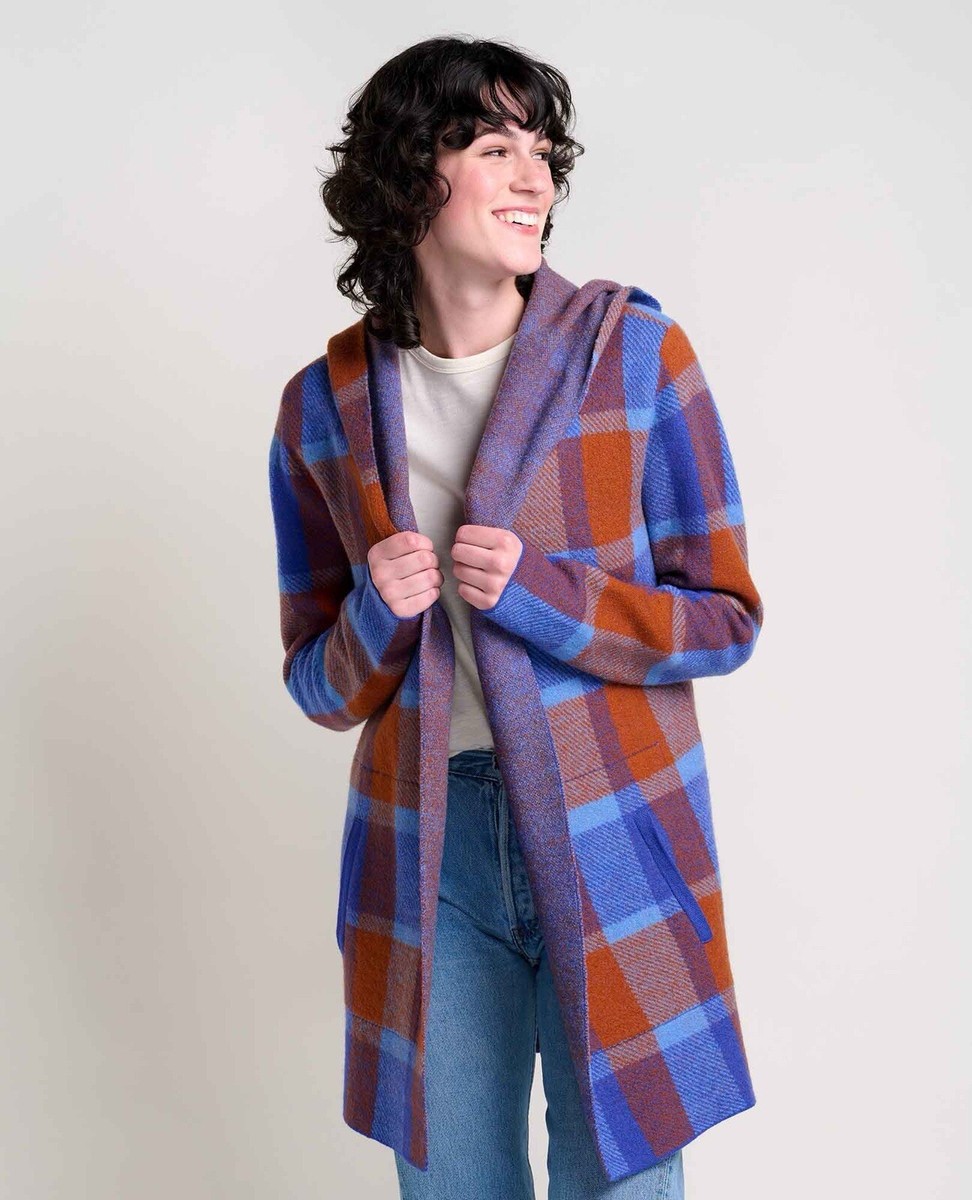 Toad & Co Merino Heartfelt Hoodie Women's Size XS $240 UMBER PLAID