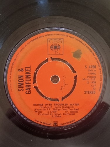 SIMON AND GARFUNKEL BRIDGE OVER TROUBLED WATER OG UK 1970 CBS 7" 45 S 4790