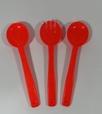 Vintage Red Childs Kids Kitchen Utensils Miniature Mini Play Toys Plastic 8.5  
