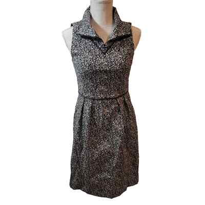 Doncaster Collecton Black White Cotton Blend/Leather Trim Sheath Dress Size  0 | eBay