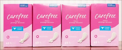 Lot of 4 Carefree Thong Panty Liners Multi-Fluid Protection 49 Liners each