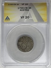 1700-CB Austria 3 Kreuzer Coin ANACS VF 20 W6