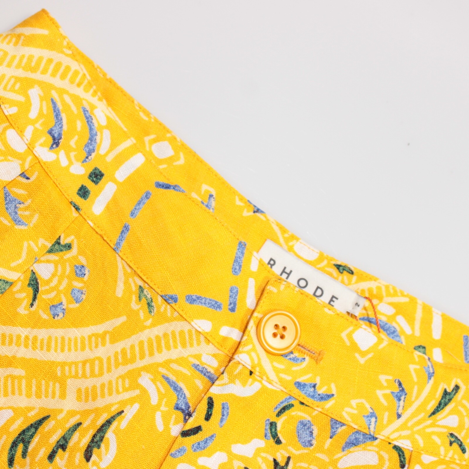 Pantalones Campbell Rhode Nuevos con Etiquetas Mango Puntada Diamante Talla 2 en Amarillo/Multi Lino