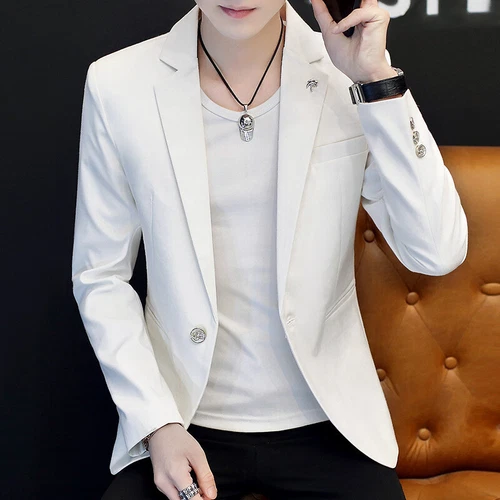 Men Work Blazer Jacket Casual One Button Slim Fit Suit Formal Coat Business Tops - Picture 13 of 21