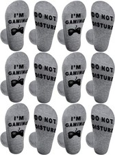 6 Pairs "I'm Gaming Do Not Disturb" Crew Socks One Size Fits Most Christmas Gift