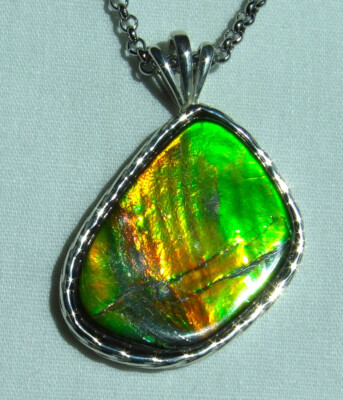 AMMOLITE ANHÄNGER, massiv Sterlingsilber, HANDGEFERTIGT - USA, Feng Shui geschätzt