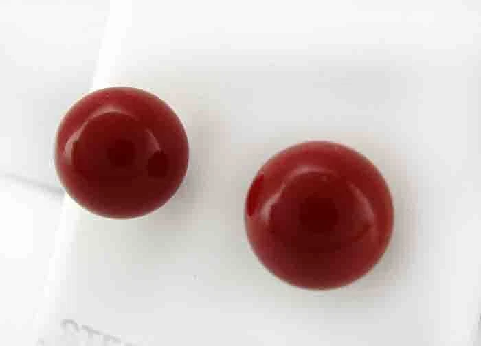 PENDIENTES CORAL GENUINO PLATA 925 - Nuevos Con Etiqueta - TORNILLO TRASERO - 10 mm Foto 3 de 4