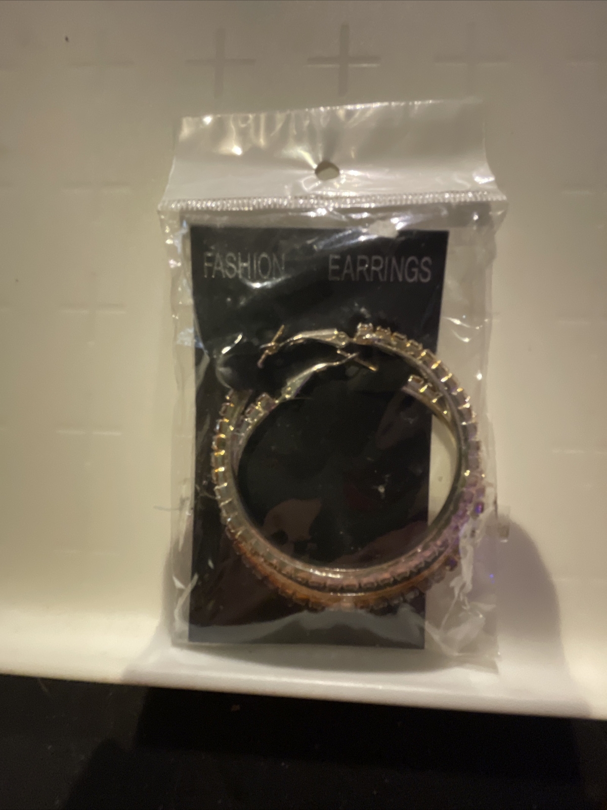 Fashion earrings   2&rdquo; Crystal Embellishment Hoops ￼  NEW